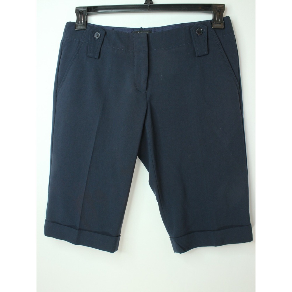 SHORTS THE LIMITED Drew Fit Sz 6 Bermuda Walking Cuffs Navy Stretch Low Rise